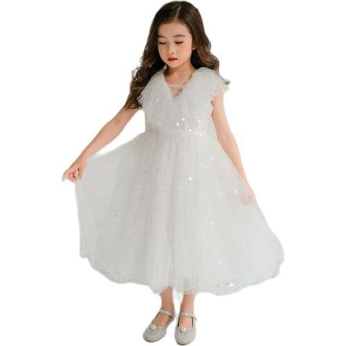 2021 New Sparkling Color Sequins Girls Dress Fashionable Fairy Temperament Princess Dress Dress One Year Old