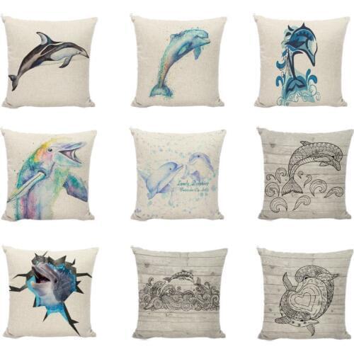 2019 New Cute Dolphin Animal Cushion Cover Sofa Home Decoration Chair Sea Fish Pillowcase Home Decoration Square Pillowcase