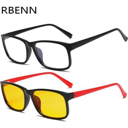 RBENN Anti Blue Rays Glasses Women Men Computer Gaming Eyeglasses Yellow Lense Anti Blue Light Eyewear Prescription Frame