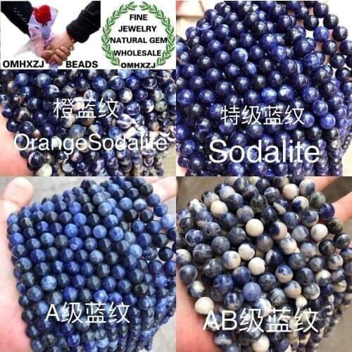 OMHXZJ Wholesale ZB170 6 8 10mm DIY Bracelet Necklace Jewelry Making Accessories Natural Stone Fine A AB Sodalite Round Beads