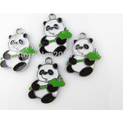 AE118 100Pcs Mixed Enamel Alloy panda Charms Pendants DIY Jewelry Findings Floating Charm bead bead