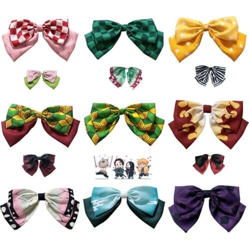 Anime Demon Slayer Kamado Nezuko Cosplay Bow-knot Hair Band Girls Headdress Hair Accessories Gifts For Girls