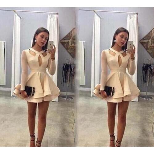 Simple Short Homecoming Dress With Long Sleeves Party Dress A Line Juniors Sweet Mini Graduation Cocktail Dresses Custom Made