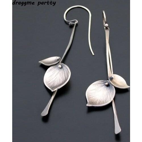Retro Simple Tree Leaf Earrings Tribal Ethnic Earring For Women Vintage Plant Lily Flower Statement Dangle Earring Gift