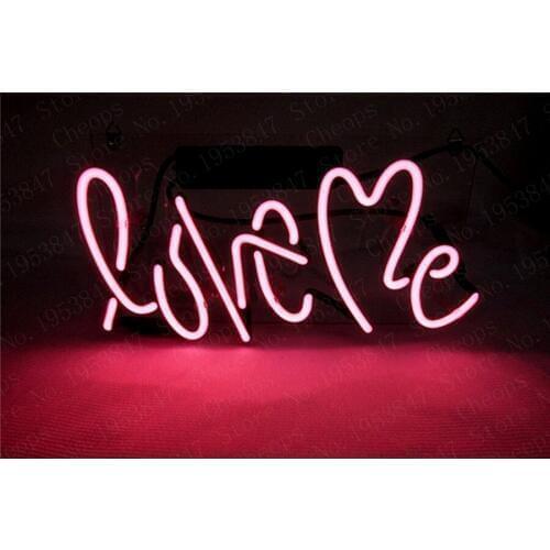 Christmas Gift Neon Signs Real Glass Tube Love Me Beer Bar Pub Homeroom Girlsroom Party Decor 14x7