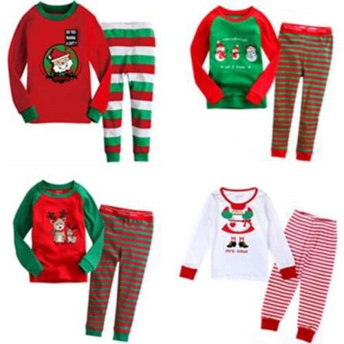 Retail! Kids Boys Pajamas Toddler Sleepwear Clothes Sets Infant Child Robe Children New Year Pijamas For Girls Christmas Pyjamas