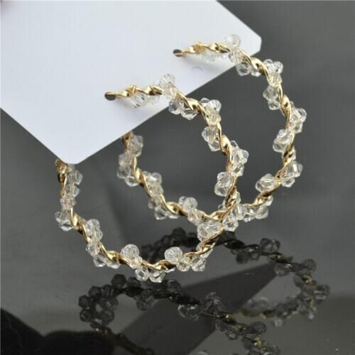 Clip on the ears Non pierced Earrings for women Big circle 2021 Fashion Jewelry Accessories Shiny Princess Ladies Hoop Earings