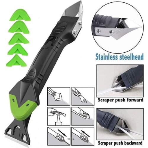 5 in 1 Squeegee Silicone Remover Sealant Smooth Scraper Caulk Grout Tool Floor Mould Removal Hand Set Accessories Kitchen Gadget