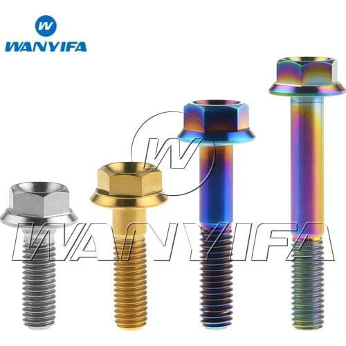 Wanyifa Titanium Bolts M8x20 25 30 35 40 45 50 55mm Hex Head Flange Bolt for Cycling Motorcycle Screws