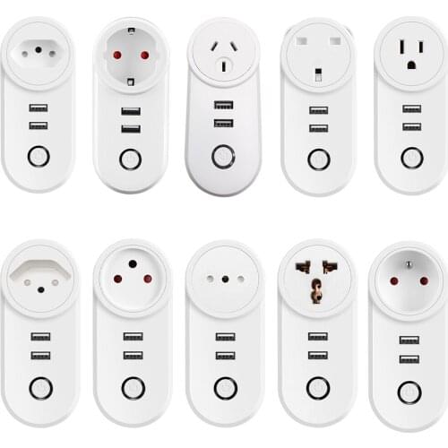 Tuya Wall Power Socket Remote Control Wireless Socket 2.1A USB Ports Smart WiFi Outlet 15A Standard WiFi Socket AC 110~240V
