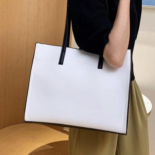 Large Capacity White Shoulder Bags for Women Luxury Leather Tote Bag Big Size All Match Shopper Bag Ladies Brand Design Handbags