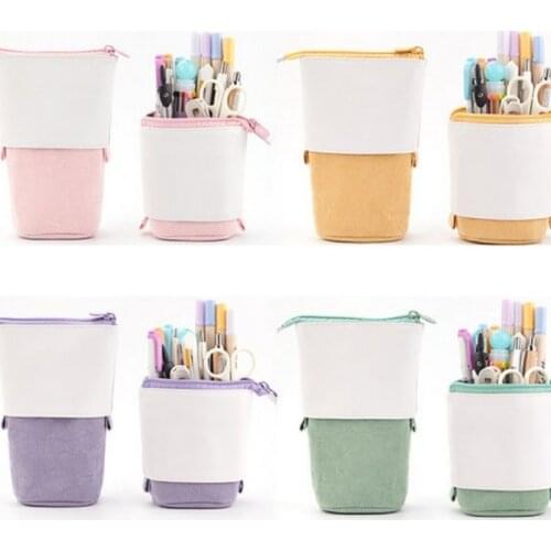 Pop-up Pencil Case Telescopic Holder Stationery Case Pu Corduroy Stand-up Transformer Bag Large Capacity Estuches Escolares