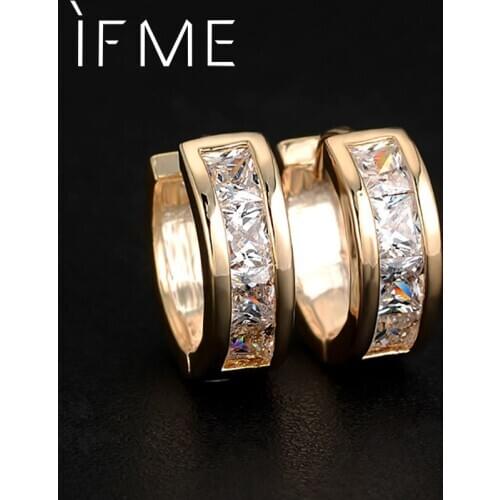 IF ME Fashion Gold Color Crystal Zircon Earrings High Quality Big Statement Silver Color Rhinestone Earring Jewelry For Women