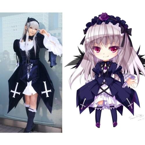 Anime Rozen Maiden Suigintou Costume Cosplay Fancy Dress+Pannier Adult Costumes Carnaval Halloween Costumes for Women Customize