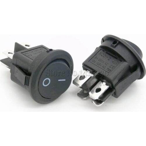 10Pcs 23mm Round Black 4 Pin 10A/125V 6A/250V AC 2 Position DPDT ON-OFF Rocker Switch Snap-in