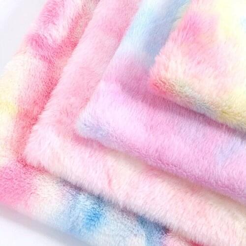 100*160cm Polyester Colorful Rabbit Hair Tie Dye Plush Bags Clothing Toys Rabbit Fur Flannel Handmade DIY Fabric
