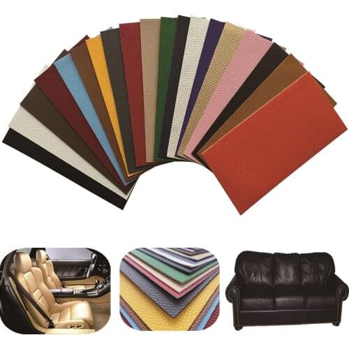 20x10cm 19 Color No Ironing Self Adhesive Stick on Sofa Clothing Repairing Leather PU Fabric Big Stickers Patches Lychee Pattern