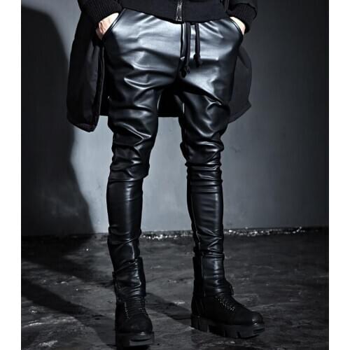 27-44 New 2017 Mens clothing fashion GD dj darwstring zipper slim leather pants trousers plus size singer costumes