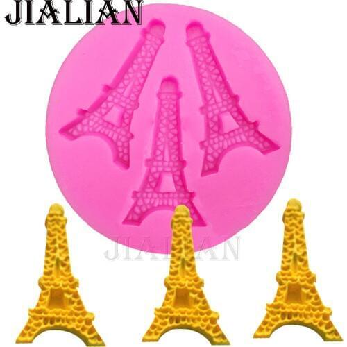 3 Hole Eiffel Tower chocolate Party cake decorating tools DIY baking cooking mould fondant silicone mold T0176