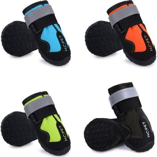 4PCS/Set Waterproof Winter Pet Dog Shoes Warm Reflective Anti-slip Snow Pet Boots Paw Protector For Medium Large Dogs Labrador