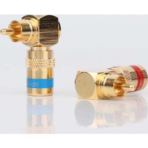 4Pcs R1749 24K Gold 90 Degree Right Angle Nakamichi Speaker RCA Plugs Audio Jack Connector For Musical HiFi Audio