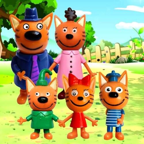 5pcs New Hot Happy Three Kitten Russian Action Figure Toy Russian Cartoon Anime kid Cats e Cat Model Doll kid Children Gift Toys