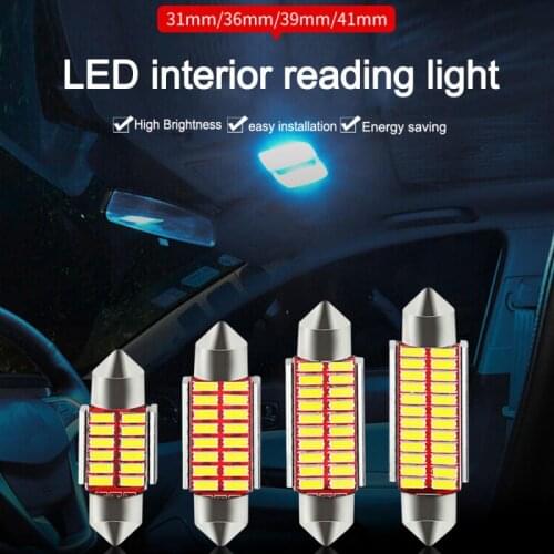 5PCS C10W C5W 4014 LED Canbus Festoon 31mm 36mm 39mm 42mm For Car Bulb Interior Reading Light License Plate Lamp White 6000K