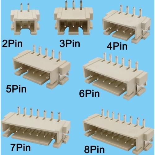50Pcs/Lot XH 2.54 mm Spacing Vertical 2/3/4/5/6 Pin Pitch Connector 2P/3P/4P/5P/6P/7P/8Pin Socket 2.54 mm SMD Connector