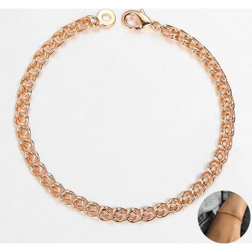 3mm Snail Link Chain Bracelet For Women Girl 585 Rose Gold Bracelet 20cm Jewelry Gifts New LCB58
