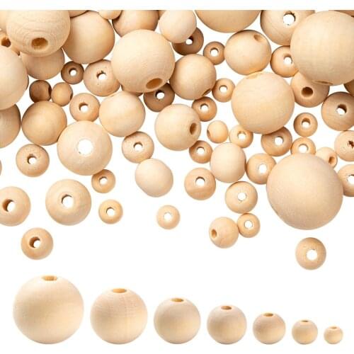 6/8/10/12/14/16/20mm Natural Wooden Beads Unfinished Round Spacer Wood Beads for Jewelry Making DIY Bracelet Necklace Charm Bead