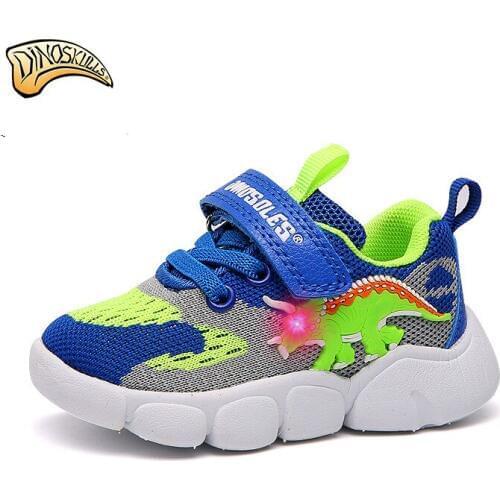 Dinoskulls Kid Shoes Toddler Boy Sneakers Baby Boy Sneakers Light Up Shoes For Baby Led Shoes Breathable Sports Trainers 22-26