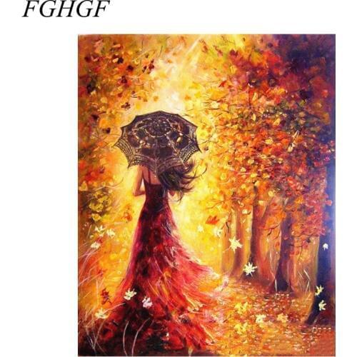 FGHGF Frameless Forest girl DIY Painting By Numbers Kits Acrylic Paint By Numbers Unique Gift For Living Room Wedding Decoration