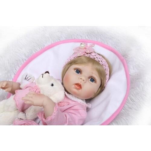 22 Inch Full Body Vinyl Body Bathed Reborn Baby Girl Doll Lovely Silicone Reborn Baby Dolls for Girls Birthday Christmas Gifts