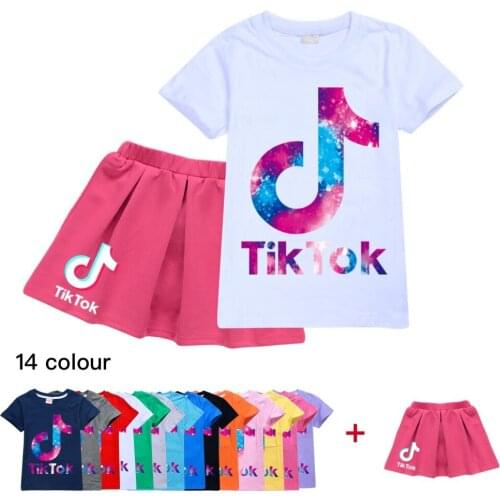 TIK TOK Dress Girl Summer Short Sleeve Dress Toddler Birthday Party Cartoon Princess Dress Baby Girls Clothes for Kids