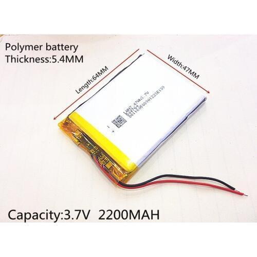 Size 544764 3.7V 2200mah Lithium polymer Battery With Protection Board For MP3 MP4 GPS Digital Products Free Shipping