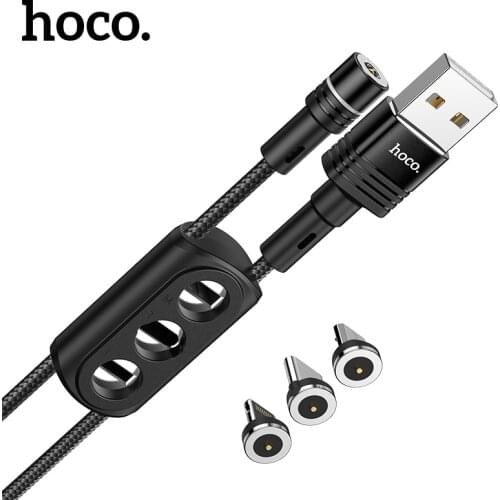 Hoco 4 in 1 Magnetic Phone Cable For iPhone 12 Pro Max Micro USB Type C Wire Cord with Connector Storage For Xiaomi Samsung S21