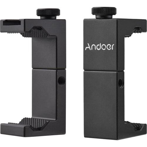Andoer Metal Phone Clip Smartphone Holder Clamp with Cold Shoe Mount 1/4 Inch Thread Replacement for iPhone Smartphones Vlog