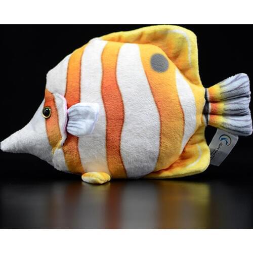Cute Tropical Fish Longnose Copperband Beaked Butterflyfish Simulation Chelmon Rostratus Animal Soft Real Life Plush Toy Gift