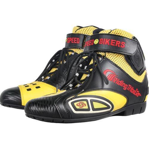Motorcycle Boots Microfiber Leather Breathable Anti-skid Anti-collision Riding Protective Shoes Colorful Fashion Design A016