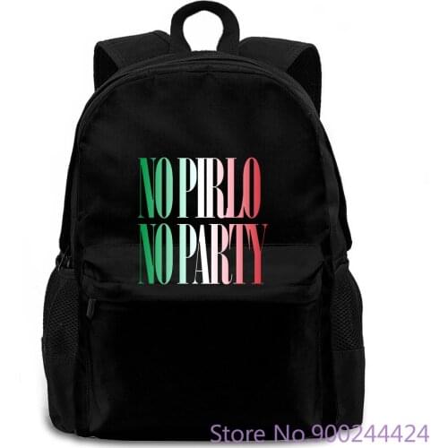 NO PIRLO NO PARTY Black Colour Printed Cool women men backpack laptop travel school adult student