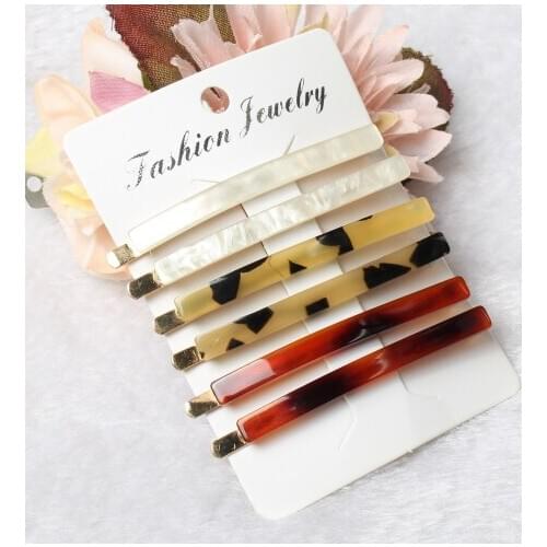 Neutral Tortoiseshell Hair Pins Set 6 Pack Metal Acetate Hair Clip Geometric Hairpins For Women Girls Hairgrips Hair Accessories