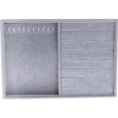 Novelty Grey Velvet Jewelry Display Showcase Organizer Holder for Necklace Bracelet Ring Earrings Jewerlry Box