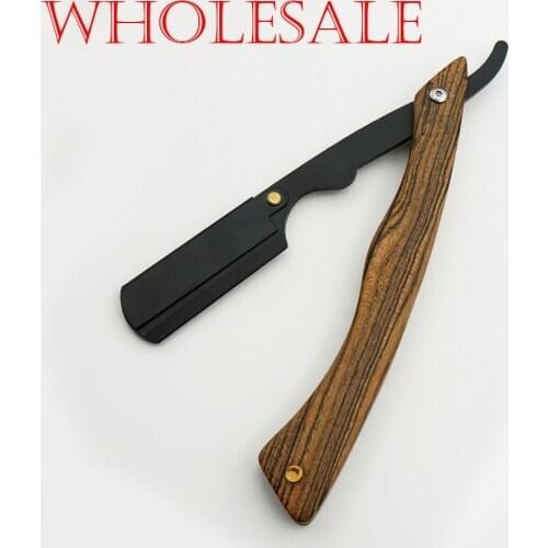 Wholesale Classic mens manual razors Sandalwood handle Portable face razor barber Hair cut change blade type shaving 10pcs