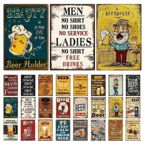 Beer Bar Club Slogan Metal Sign Size 20x30cm Tin Sign Plaque Metal Vintage Pub Metal Plate Wall Decor for Bar Pub Club Man Cave