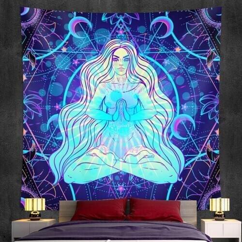 Psychedelic scene home art decoration Datura tapestry Hippie Bohemian decorative sheet yoga mat sofa blanket