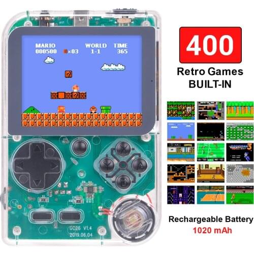 Retro Handheld Game Console Portable 8 Bit 400 in 1 Classic Games FC NES 3" Monitor Big Screen Christmas Gifts Transparent Clear