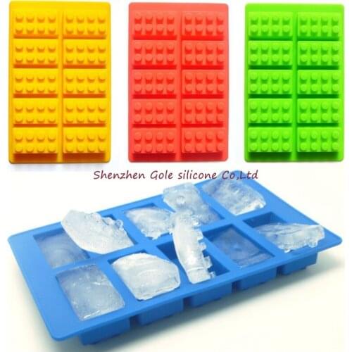 50pcs/lot Toy Brick Shape Silicone Fandont Chocolate Mold Ice Cube Mould Cake Cake Tools FDA LFGB Ice Mold Brick Block