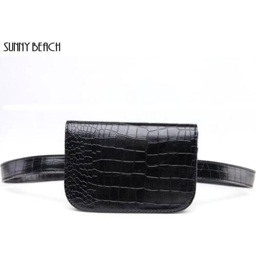 SUNNY BEACH Unisex Bag Women Waist Pack Alligator PU Leather Waist Bag Bumbag Wallet Men Purse Causal Punk Bum Bag