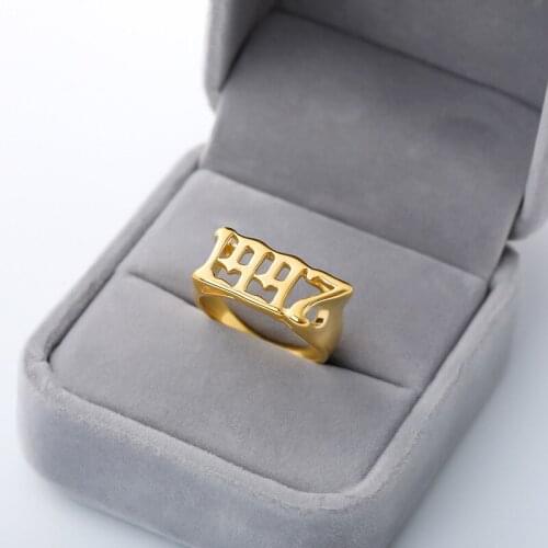 Vintage Birth Year Gold Ring Stainless Steel Goth Rings For Women Men 2021 Female Male Jewelry Birthday Gift Anillos Mujer BFF