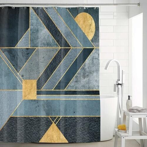3D Digital Printing Marble Pattern Bath Curtain Waterproof Shower Curtains Geometric Bath Screen Printed Curtain for Bathroom